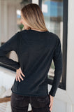 Alpine Raw Edge Long Sleeve Tee in Charcoal