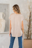 Shimmer Cuffed Top in Taupe