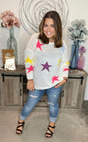 Star Pattern Dropped Shoulder Sweater