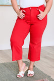 Lisa High Rise Control Top Wide Leg Crop Jeans in Red