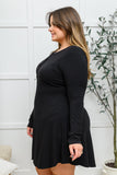 Long Sleeve Button Down Dress In Black