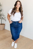 Marcy High Rise Denim Midi Skirt