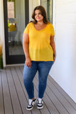 Melange Burnout V-Neck T-Shirt in Yellow Gold