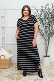 Striped Maxi Dress In Black