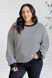 Too Good to Be True Striped Drop Shoulder Top in Black