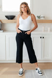 Lizzy High Rise Control Top Wide Leg Crop Jeans in Black